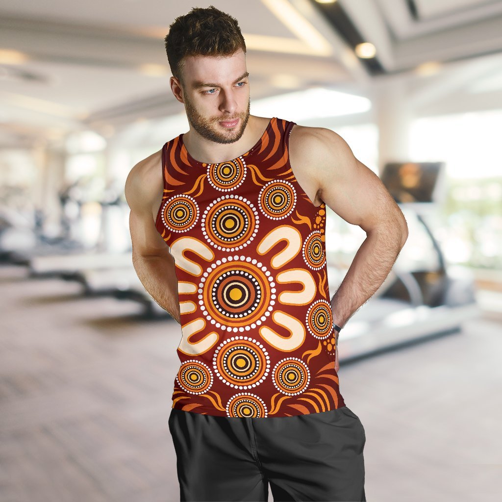 Aboriginal Men's Tank Top - Circle Flowers Patterns Ver02 - Vibe Hoodie Shop