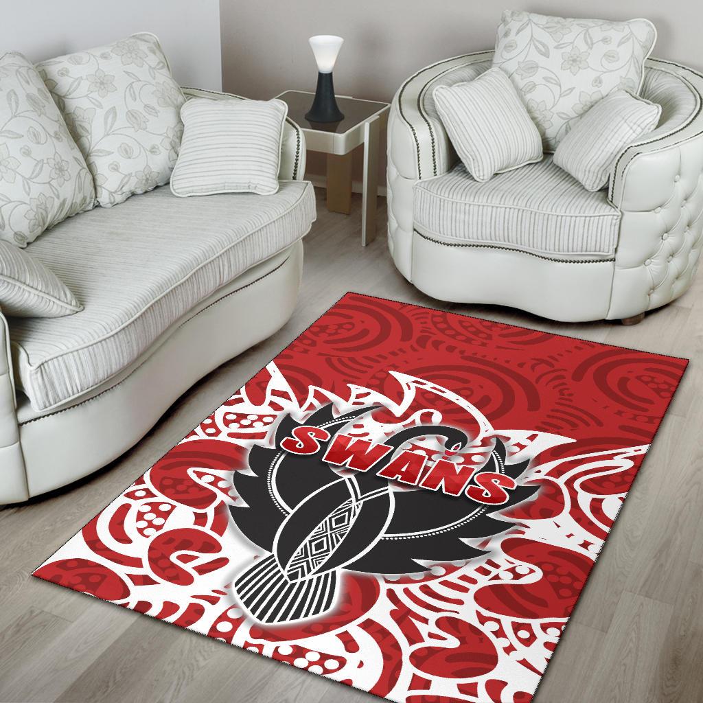 Sydney Area Rug Simple Indigenous Swans - Vibe Hoodie Shop