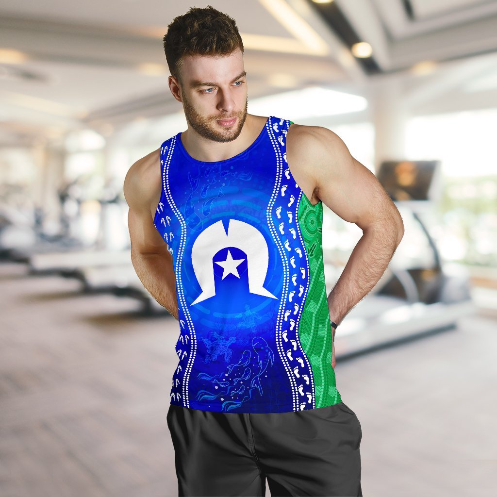 Torres Strait Islanders Men's Tank Top - Torres Symbol With Aboriginal Patterns - Vibe Hoodie Shop