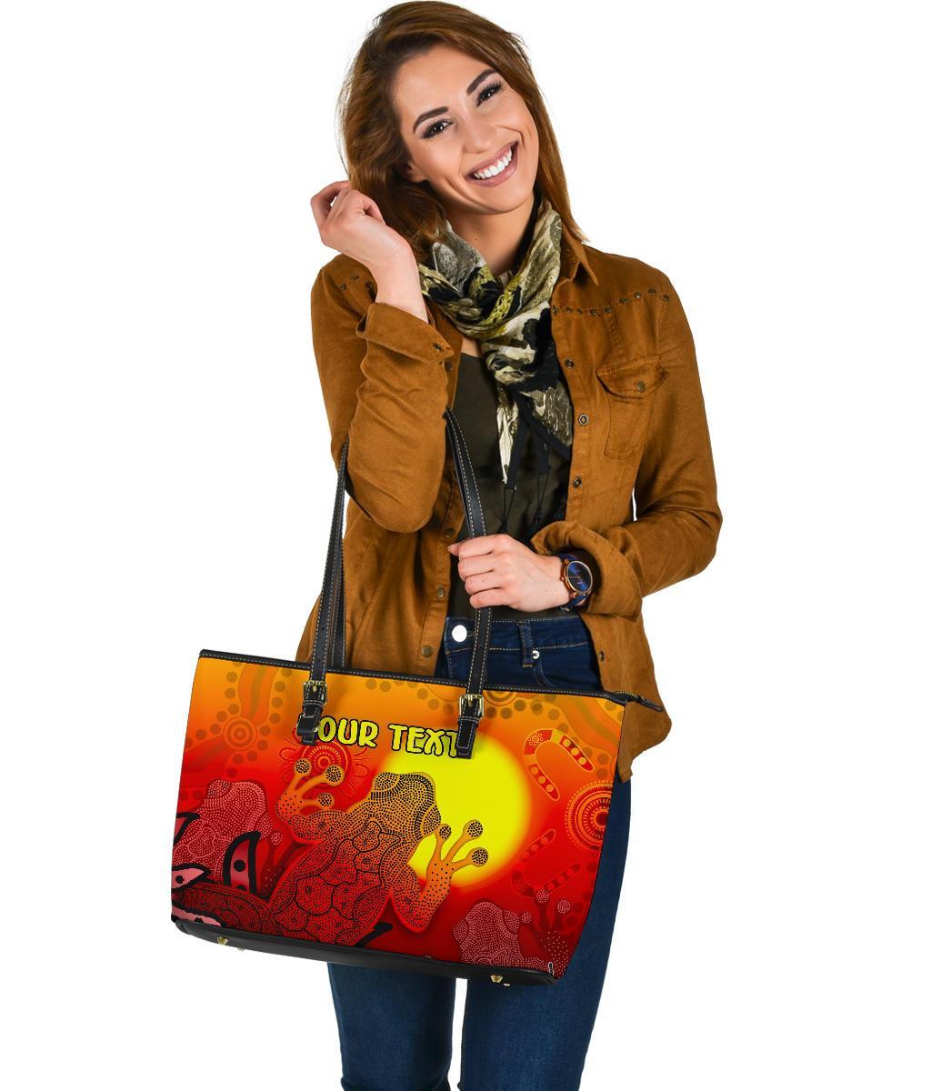 custom-aboriginal-leather-tote-bag-indigenous-frog-red