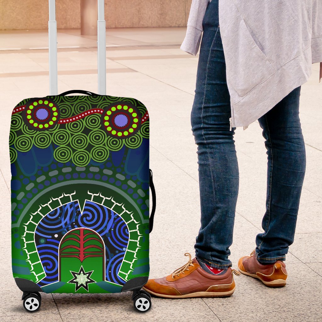 Torres Strait Luggage Covers - Dhari And Dot Patterns - Vibe Hoodie Shop