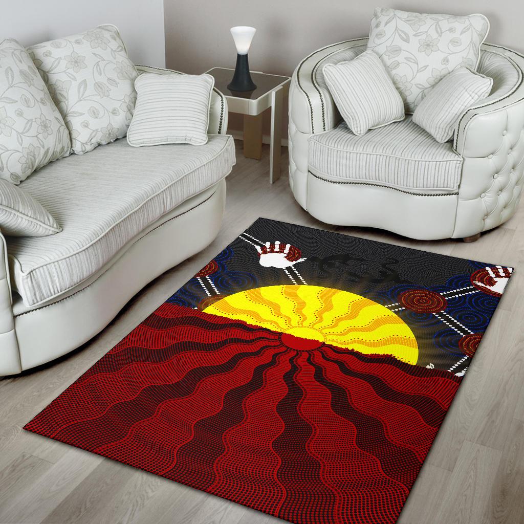 Aboriginal Area Rug, Aboriginal Lives Matter Flag Sun Dot Painting - Vibe Hoodie Shop