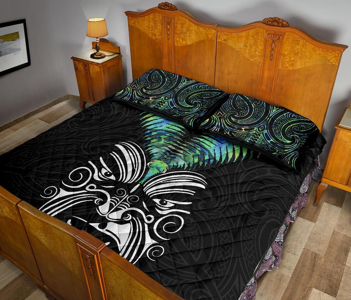 New Zealand Maori Moko Quilt Bed Set Paua Shell - Vibe Hoodie Shop