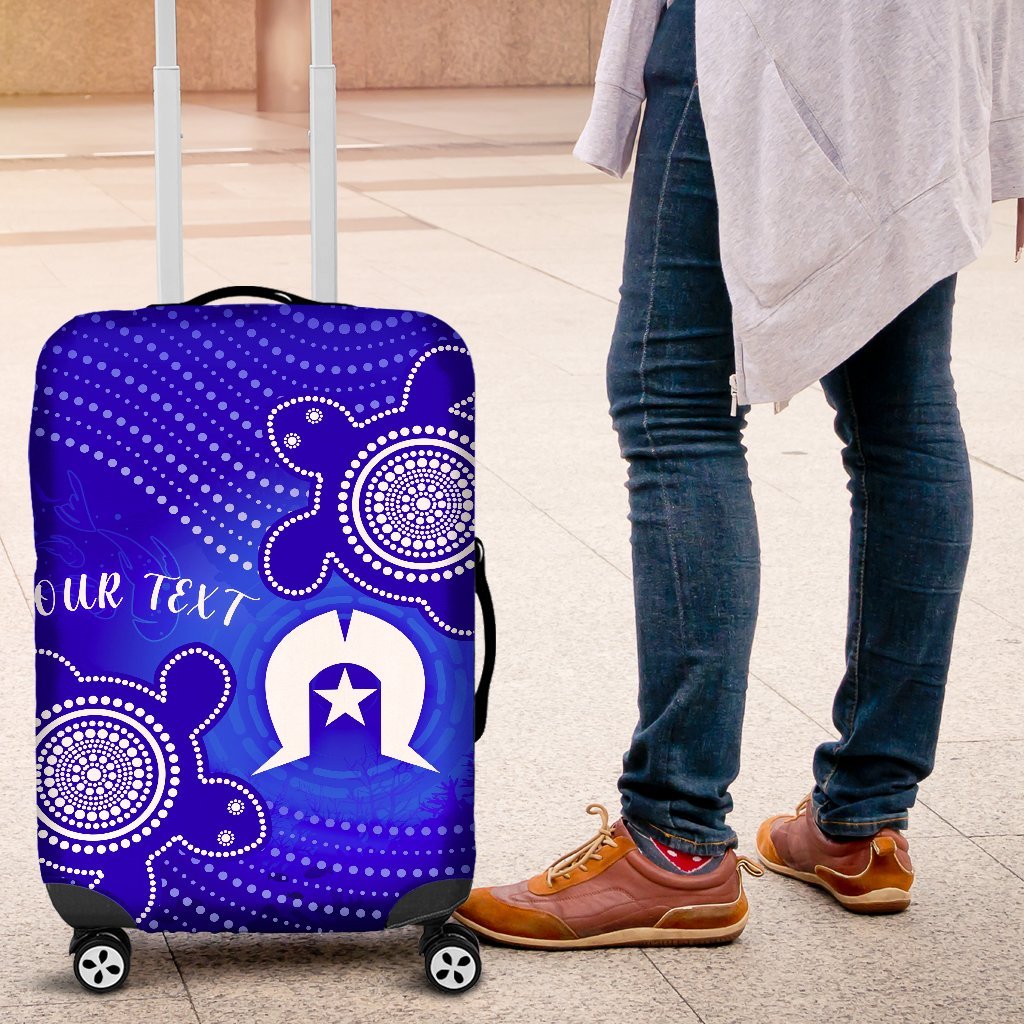 Custom Torres Strait Islanders Luggage Covers - Torres Symbol With Indigenous Turtle - Vibe Hoodie Shop