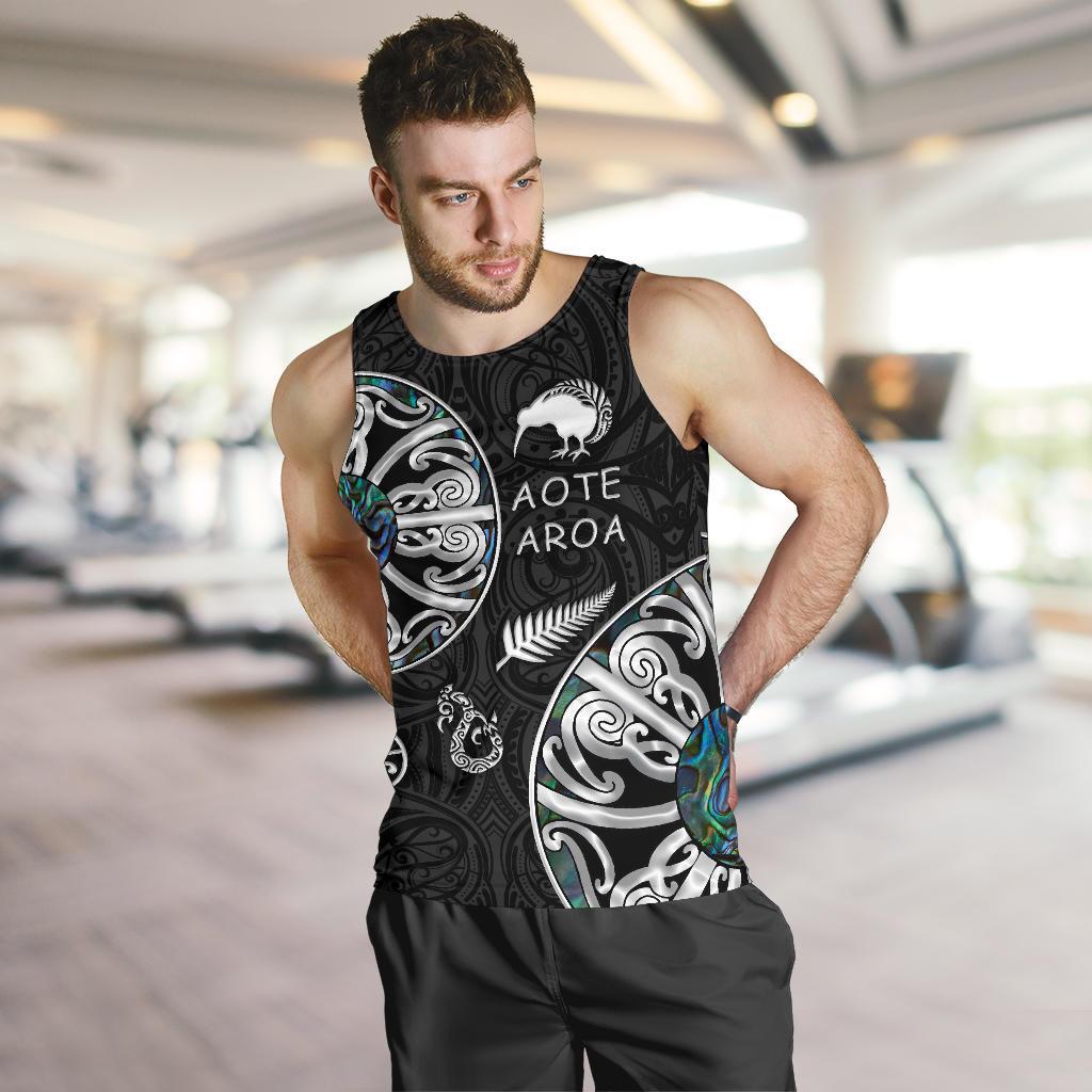 New Zealand Aotearoa Men Tank Top, Maori Mangopare Paua Shell - Vibe Hoodie Shop