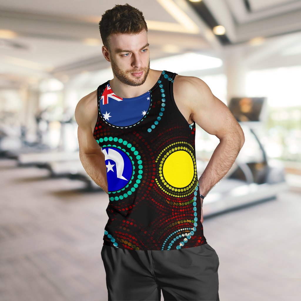 Men's Tank Top - Aboriginal Dot Painting and Flag - Vibe Hoodie Shop