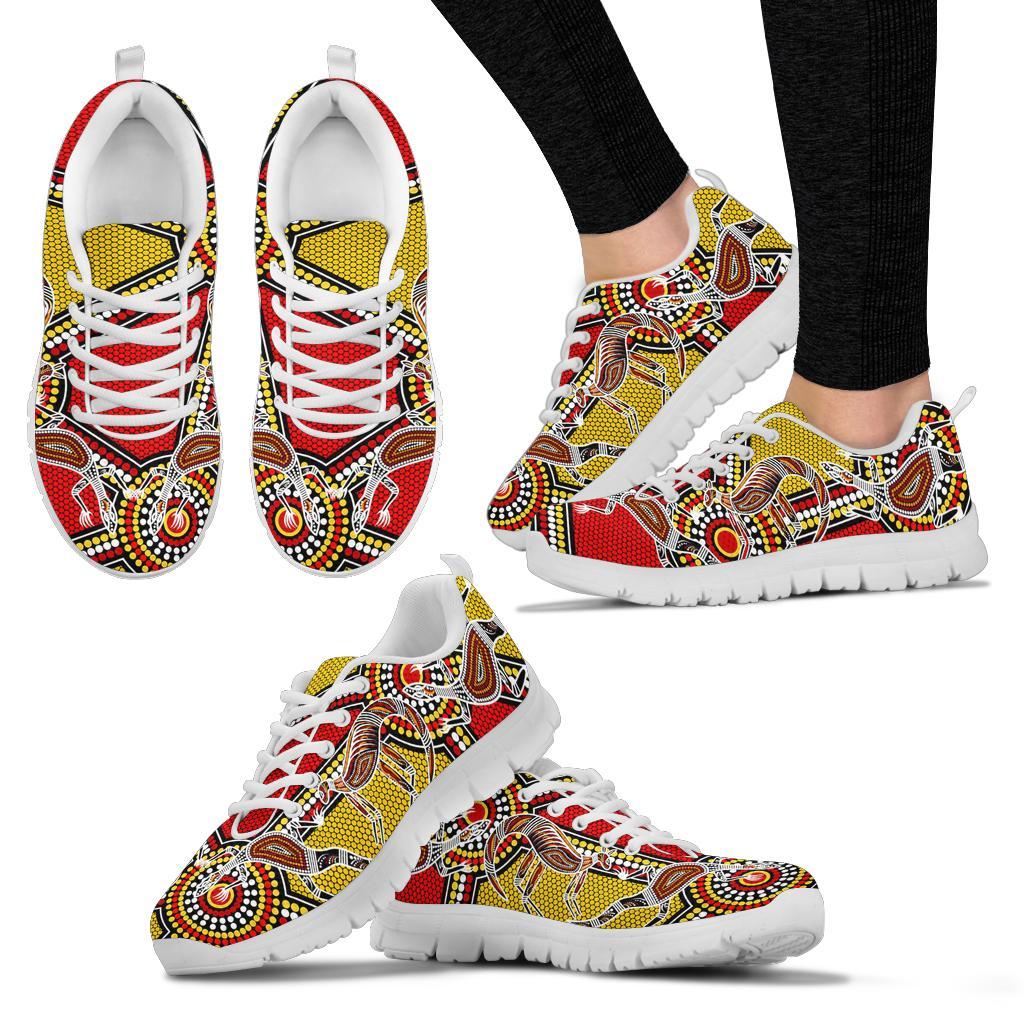 Aboriginal Sneakers, Kangaroo Dot Painting Patterns - Vibe Hoodie Shop