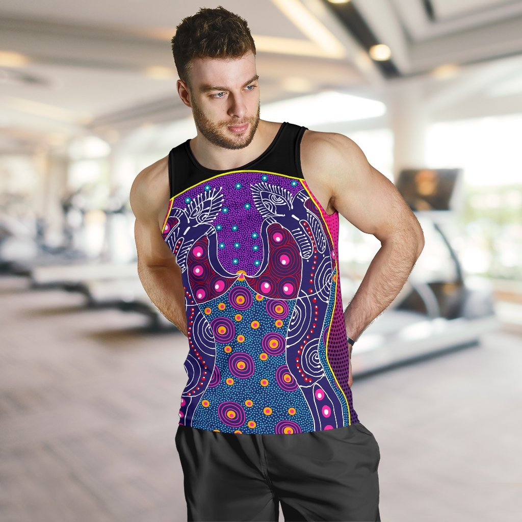 Men's Tank Top - Aboriginal Sublimation Dot Pattern Style (Violet) - Vibe Hoodie Shop