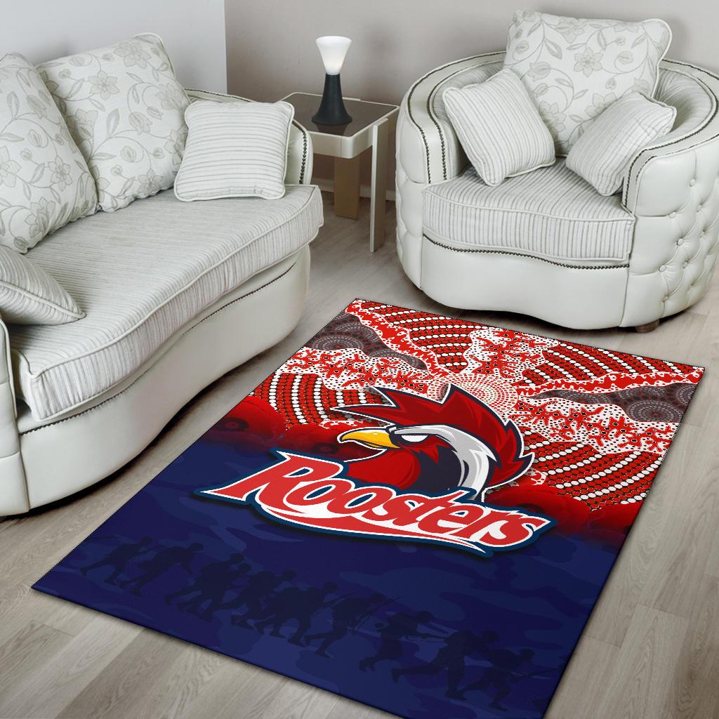 Roosters Area Rug ANZAC Day Aboriginal - Vibe Hoodie Shop