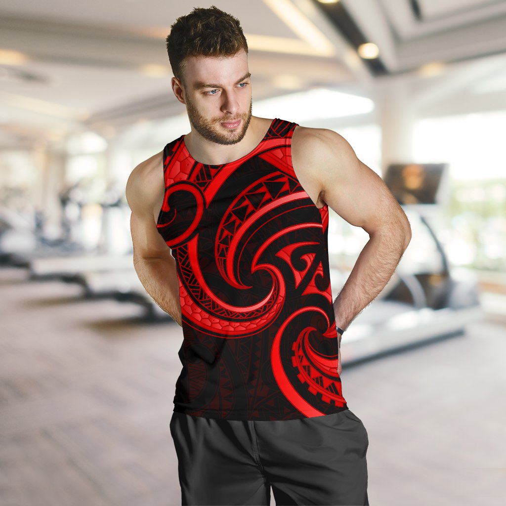 New Zealand Maori Mangopare Men Tank Top Polynesian - Red - Vibe Hoodie Shop