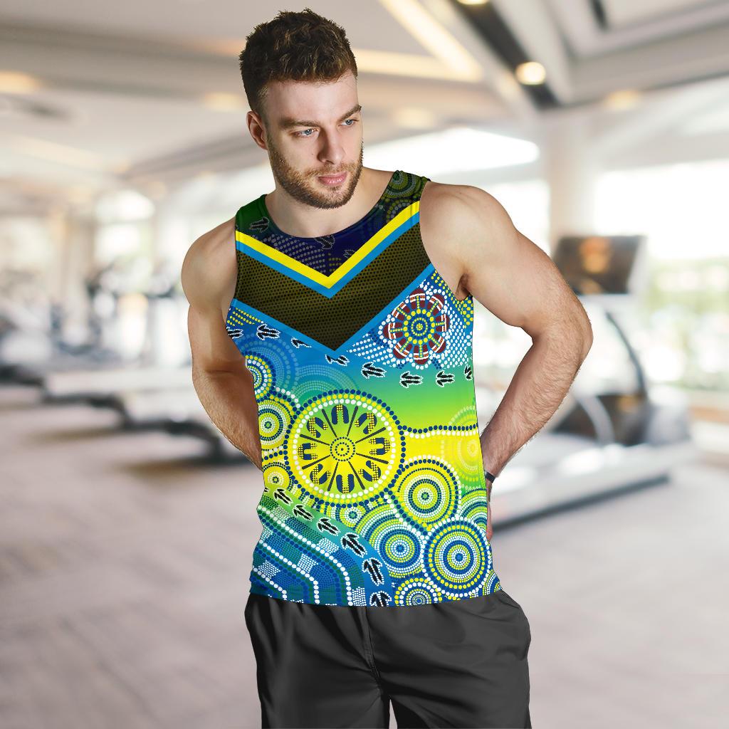 Aboriginal Tank Top - Dot Painting Indigenous Circle Patterns - Vibe Hoodie Shop