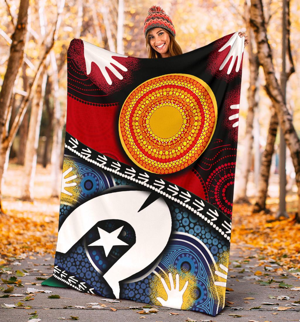 Premium Blanket - Australian NAIDOC Aboriginal and Torres Strait Islands Flags - Vibe Hoodie Shop