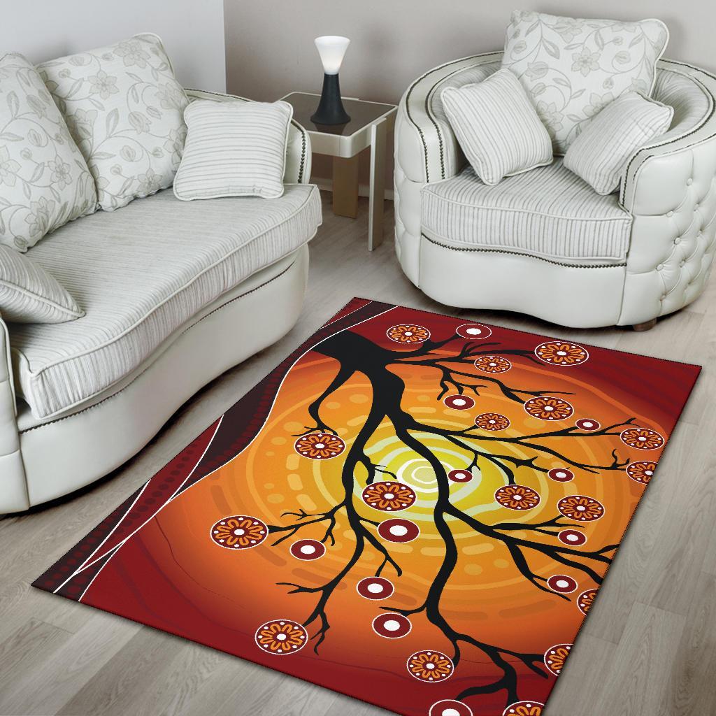 Aboriginal Area Rug - Tree In Spring Season - Vibe Hoodie Shop