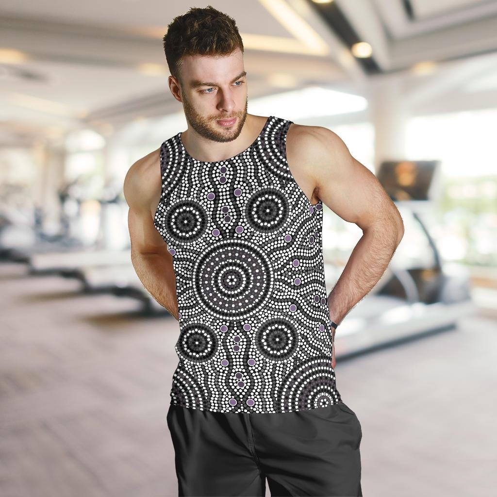 Men Tank Top - Aboriginal Dot Painting Mens Tank Ver04 - Vibe Hoodie Shop