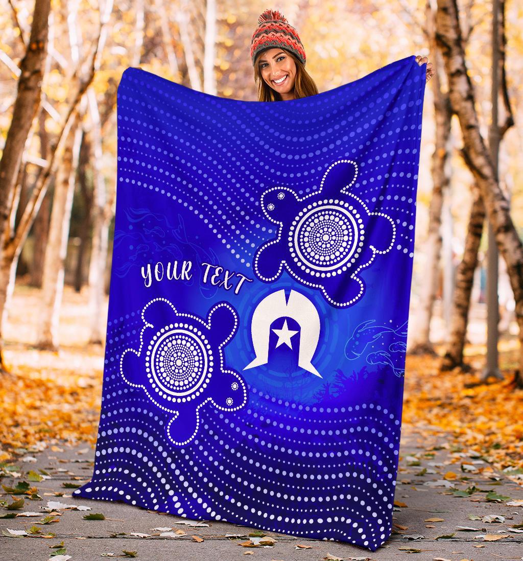 Custom Torres Strait Islanders Premium Blanket - Torres Symbol With Indigenous Turtle - Vibe Hoodie Shop