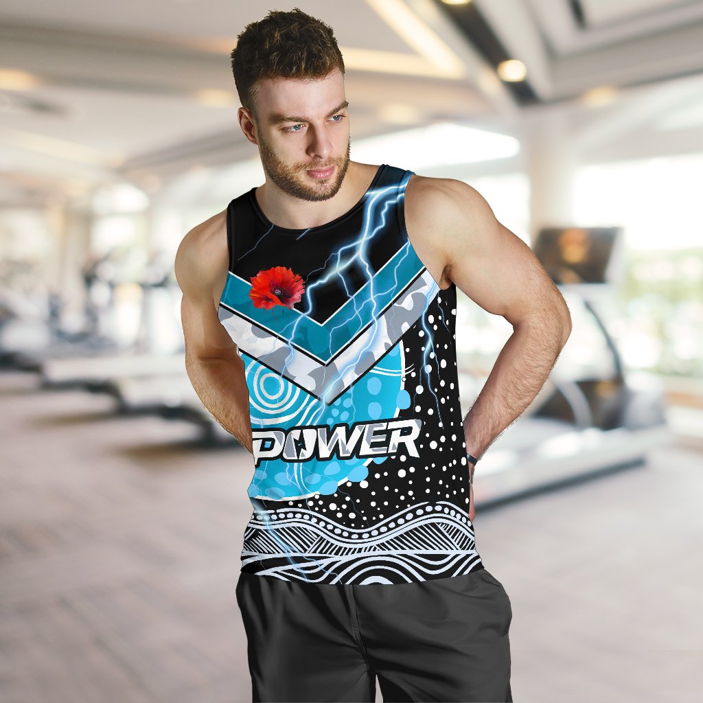 Power ANZAC Day Men Tank Top Port Adelaide Lighting - Vibe Hoodie Shop