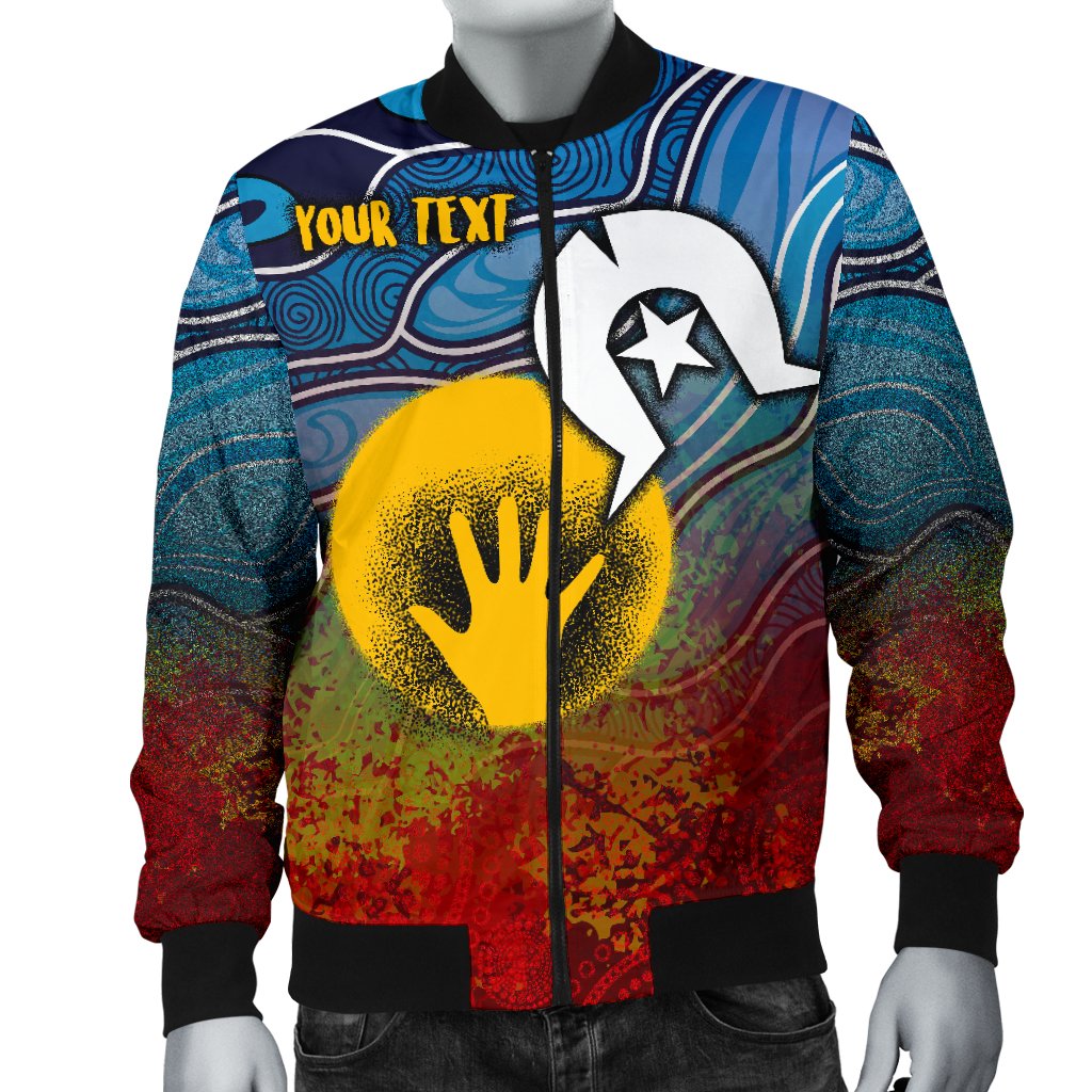 Custom Aboriginal Men's Bomber Jacket - Aboriginal and Torres Strait Islanders Flag - Vibe Hoodie Shop