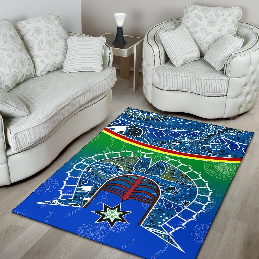 Area Rug - Torres Strait Symbol With Aboriginal Patterns - Vibe Hoodie Shop