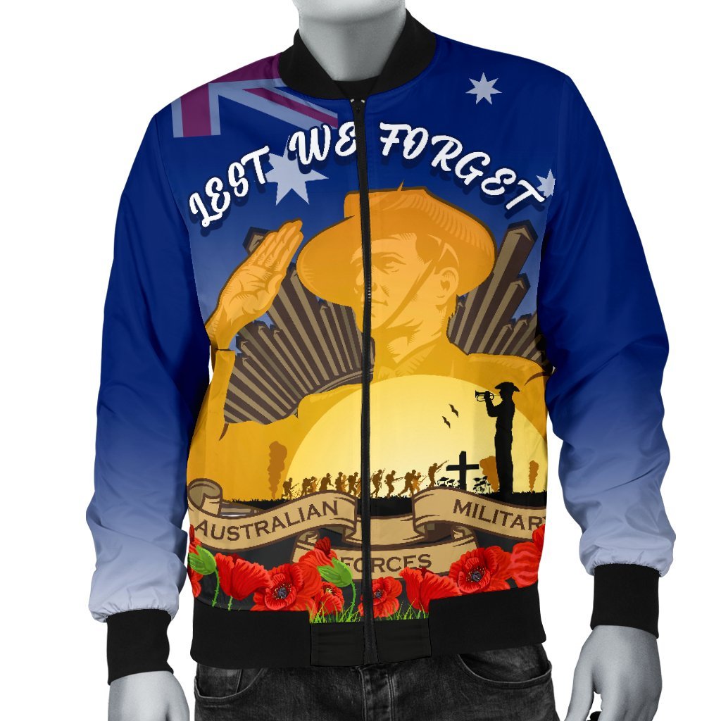 Men's Bomber Jacket - Australia ANZAC Day 2020 And Soldiers - Vibe Hoodie Shop