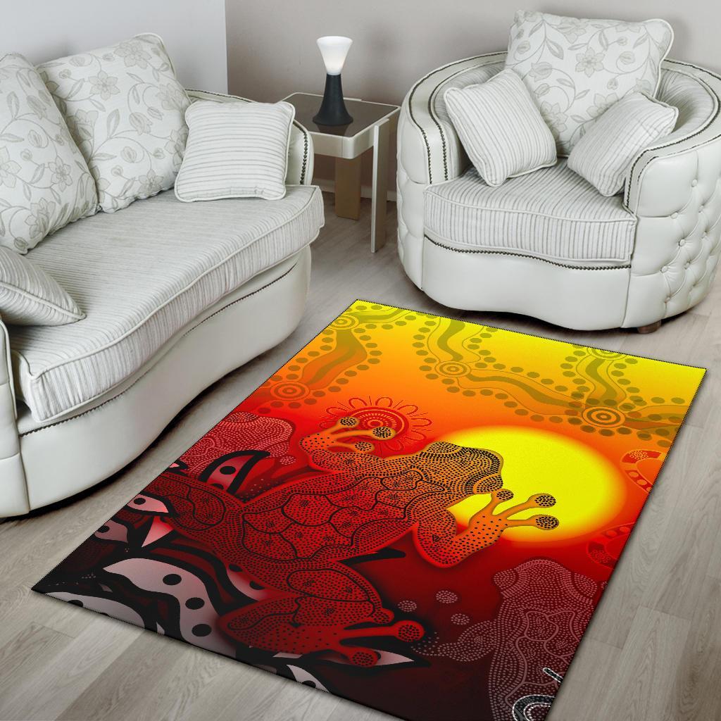 Aboriginal Area Rug - Indigenous Frog (Red) - Vibe Hoodie Shop