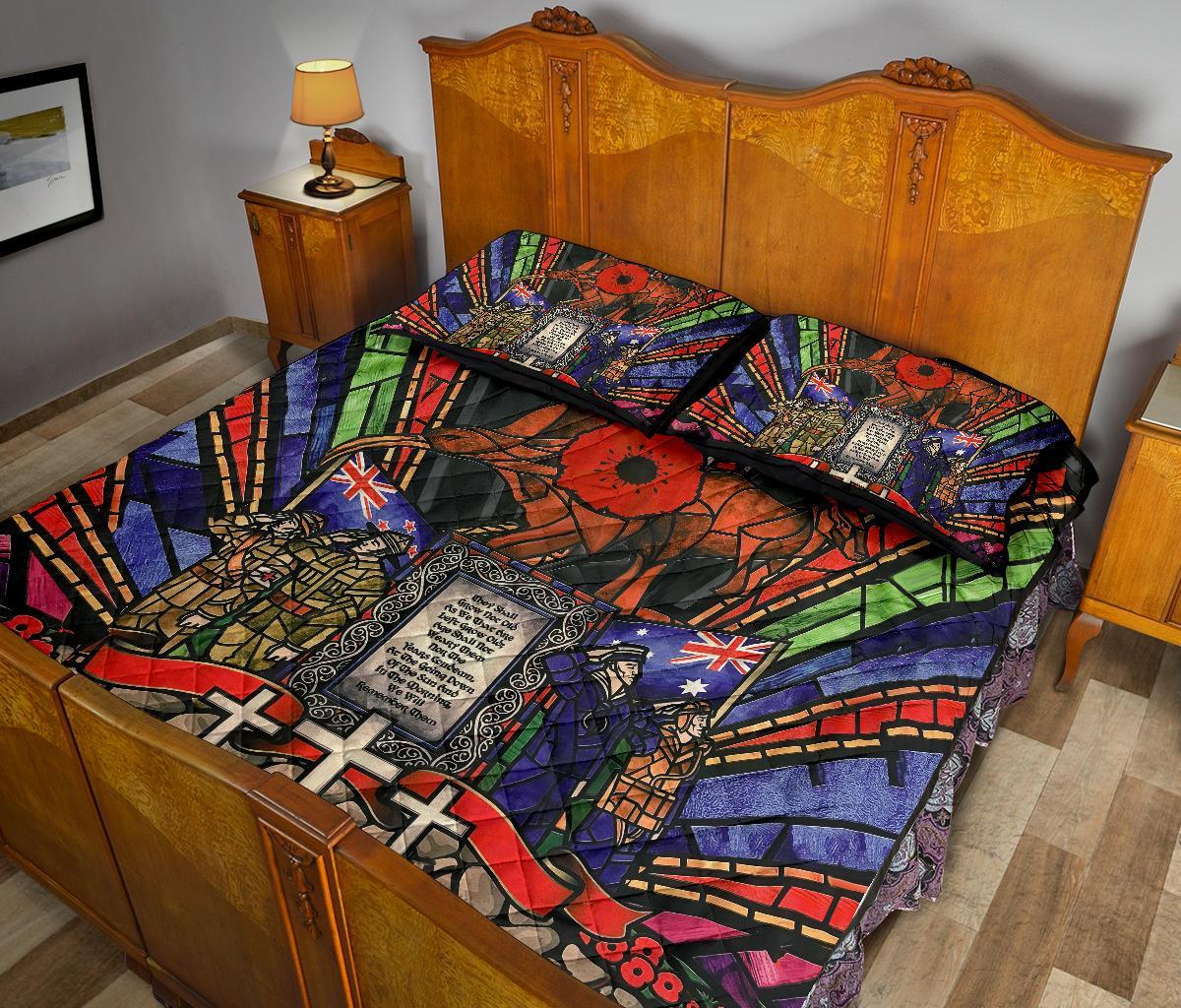 New Zealand Quilt Bed Set, ANZAC Day Lest We Forget Australia - Vibe Hoodie Shop