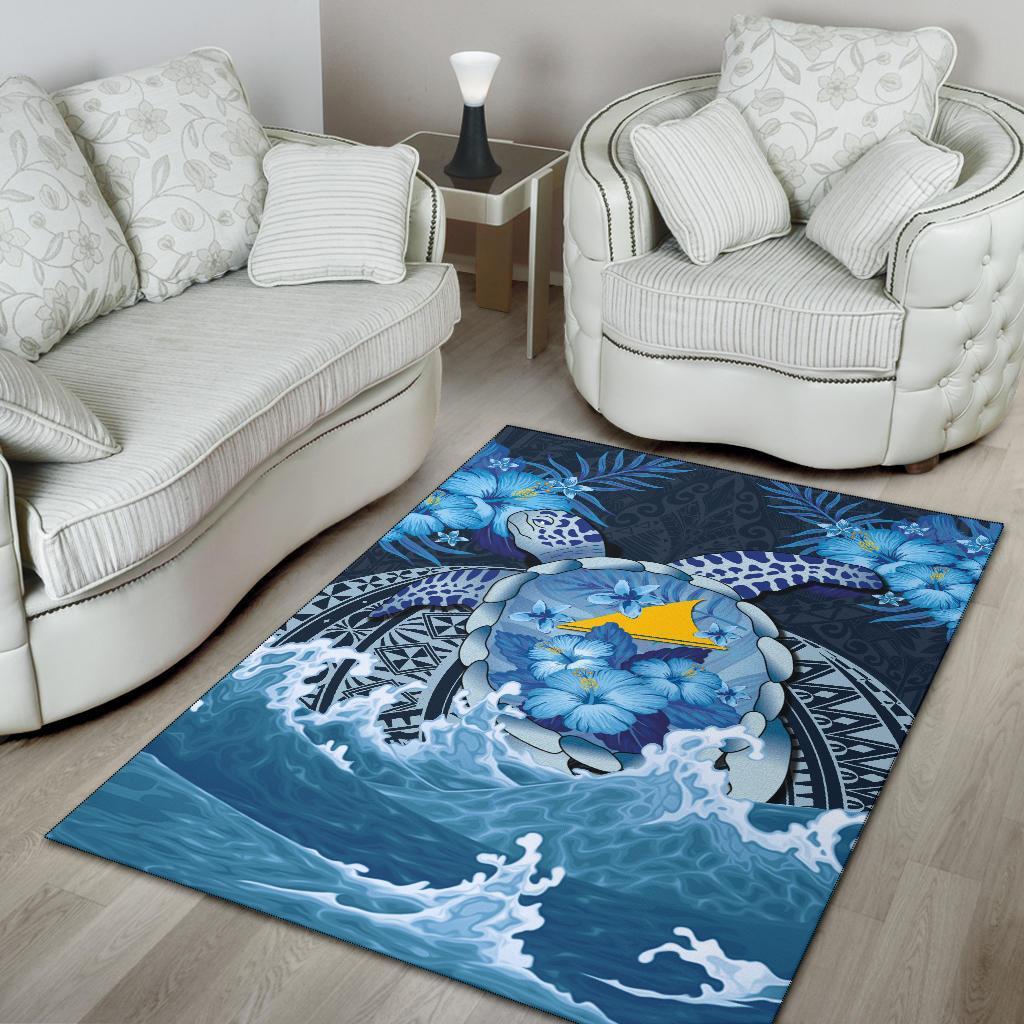 Tokelau Polynesian Sea Turtle Hibiscus Area Rug - Vibe Hoodie Shop