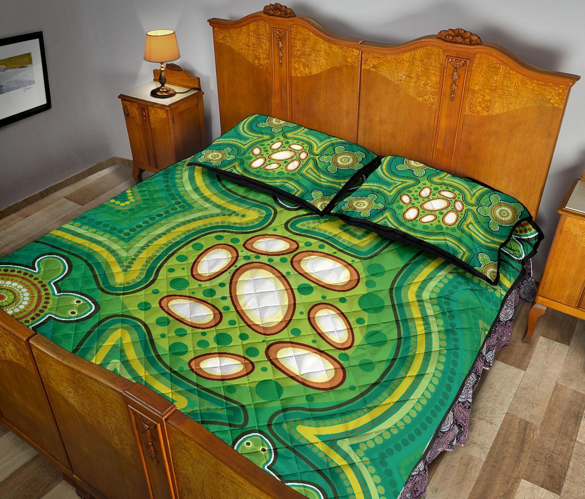 Aboriginal Quilt Bed Set - Indegenous Dot Painting Art - Vibe Hoodie Shop