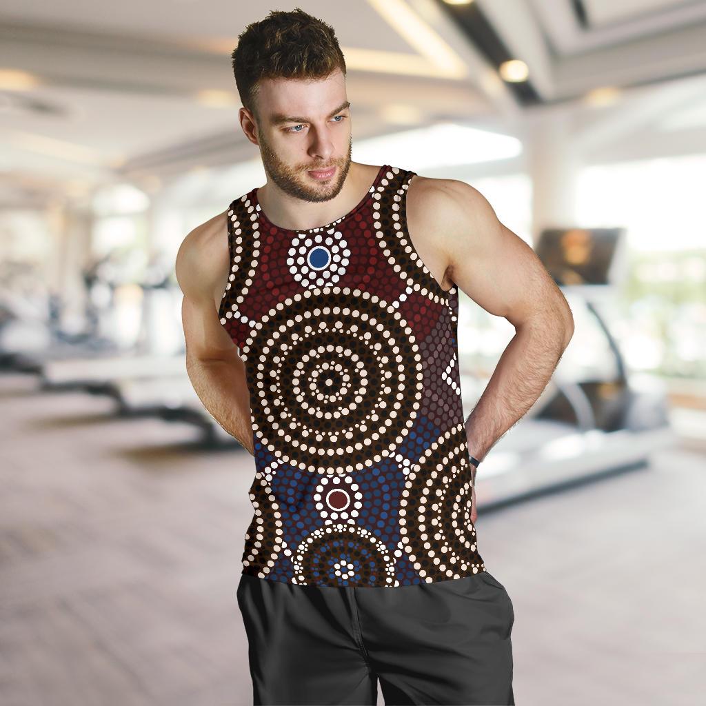 Men Tank Top - Aboriginal Dot Painting Mens Tank Ver08 - Vibe Hoodie Shop