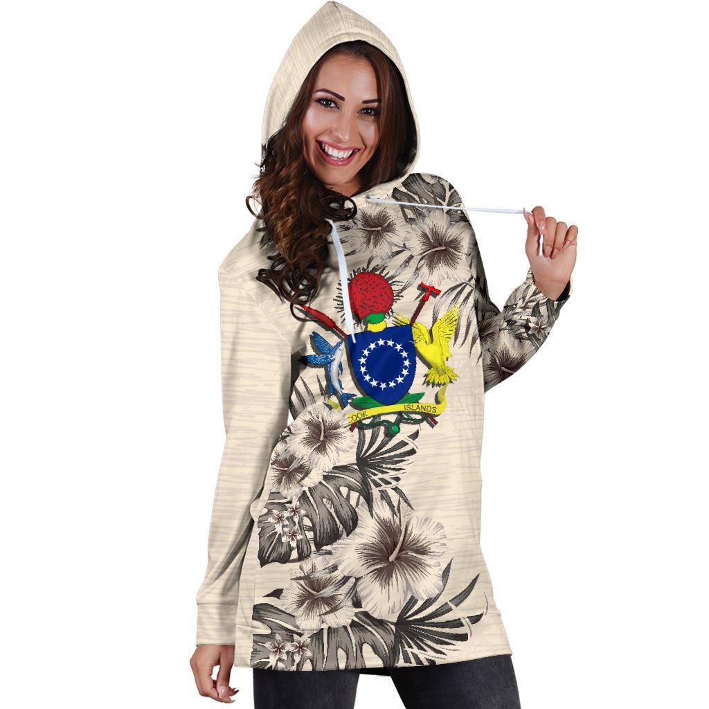 Cook Islands Hoodie Dress - The Beige Hibiscus - Vibe Hoodie Shop