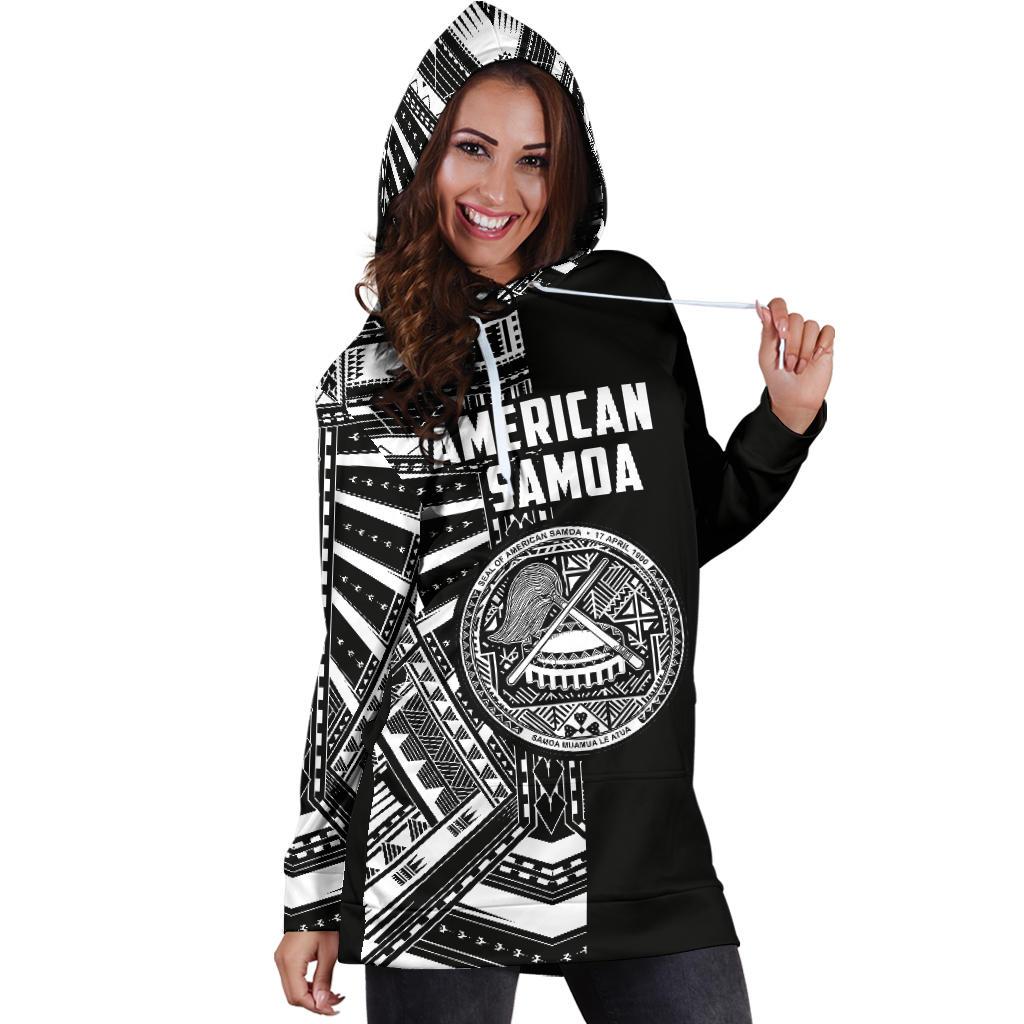 American Samoa Women's Hoodie Dress - Half Style (White) - Vibe Hoodie Shop