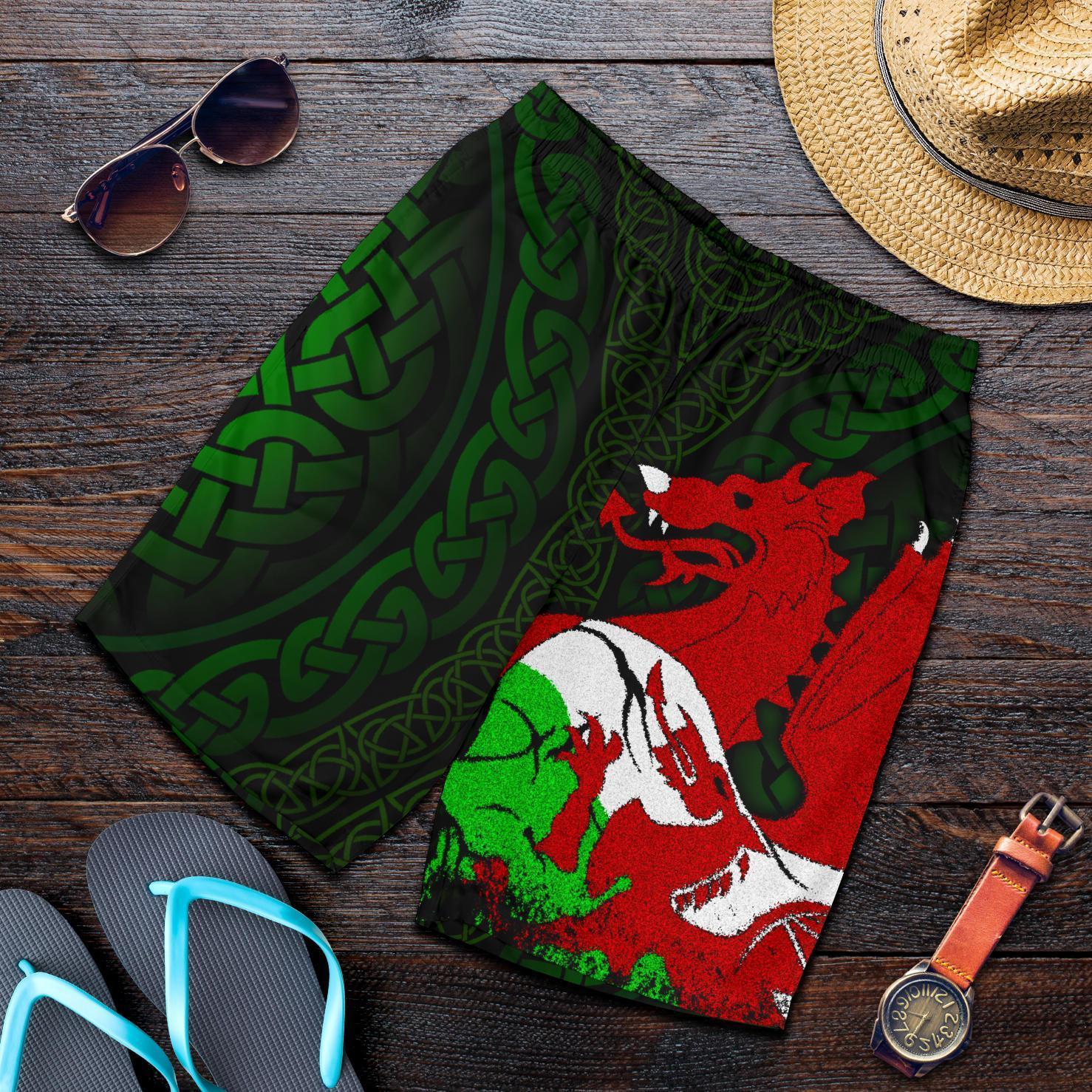 Wales Men's Shorts - Cymru Dragon - Vibe Hoodie Shop