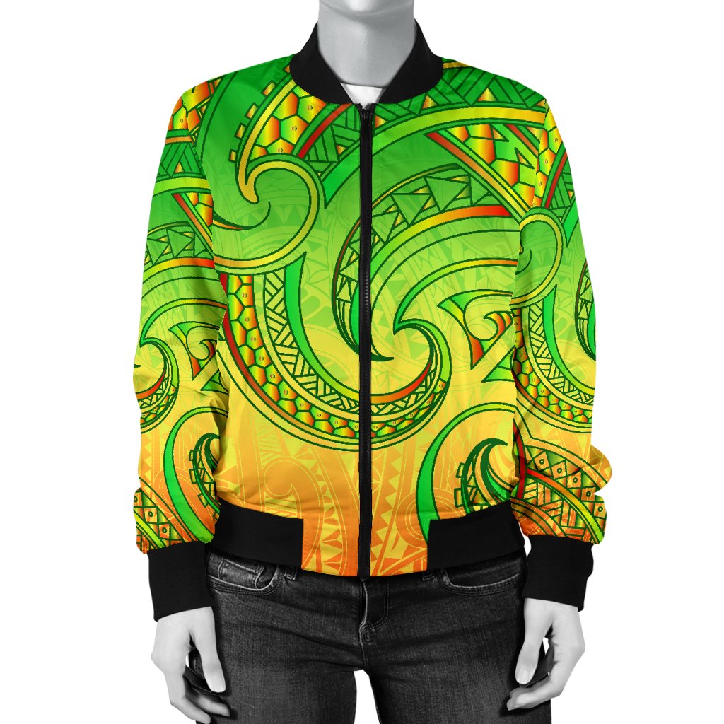 New Zealand Maori Mangopare Women Bomber Jacket Polynesian - Rasta - Vibe Hoodie Shop