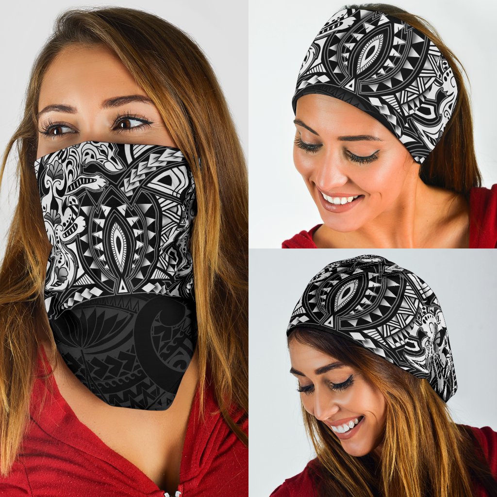 New Zealand Wolf Maori Tattoo Bandana - White - Vibe Hoodie Shop