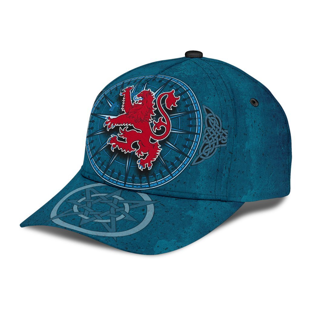 Scotland Celtic Classic Cap - Celtic Compass With Scottish Lion - Vibe Hoodie Shop