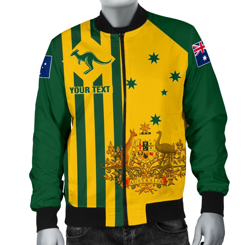 Custom Men's Bomber Jacket - Australia Kangaroo Sign National Color - Vibe Hoodie Shop