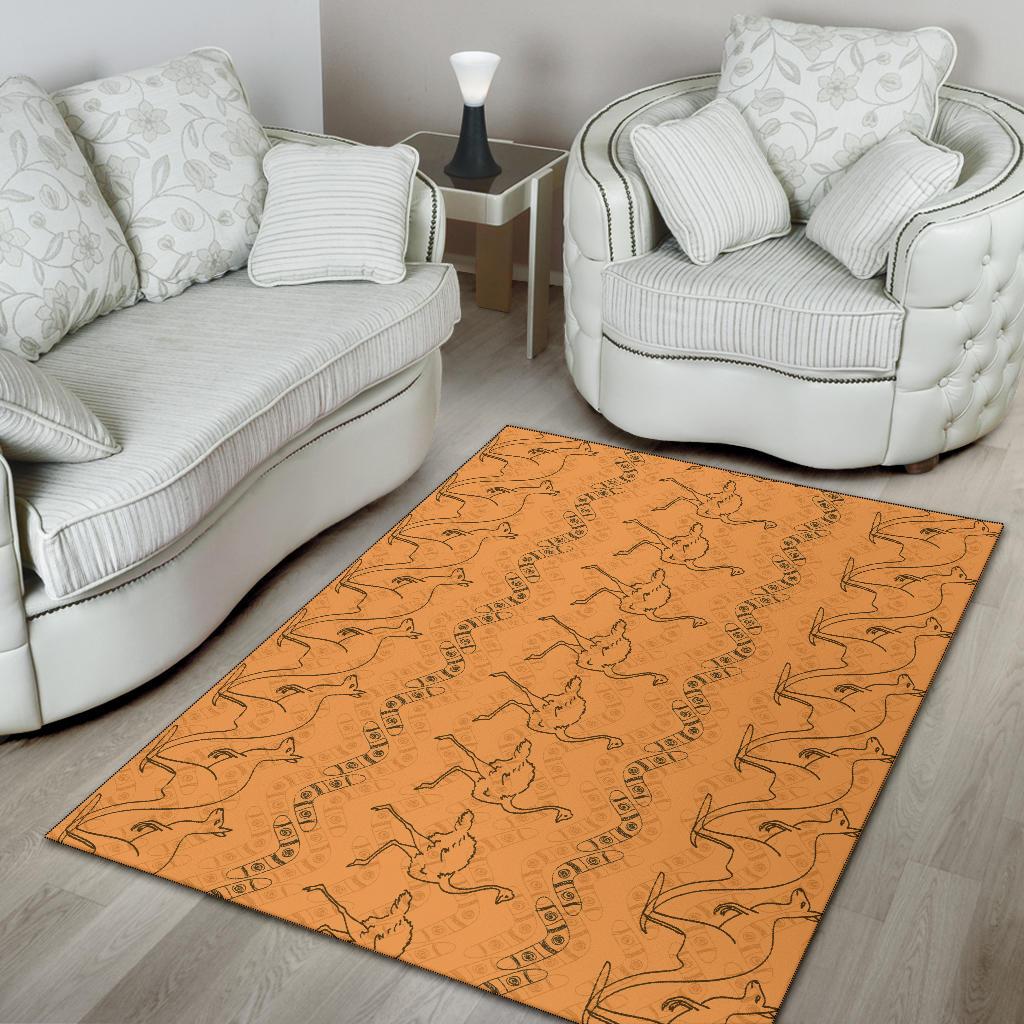 Area Rug - Ostrich Rug Kangaroo With Boomerang - Vibe Hoodie Shop