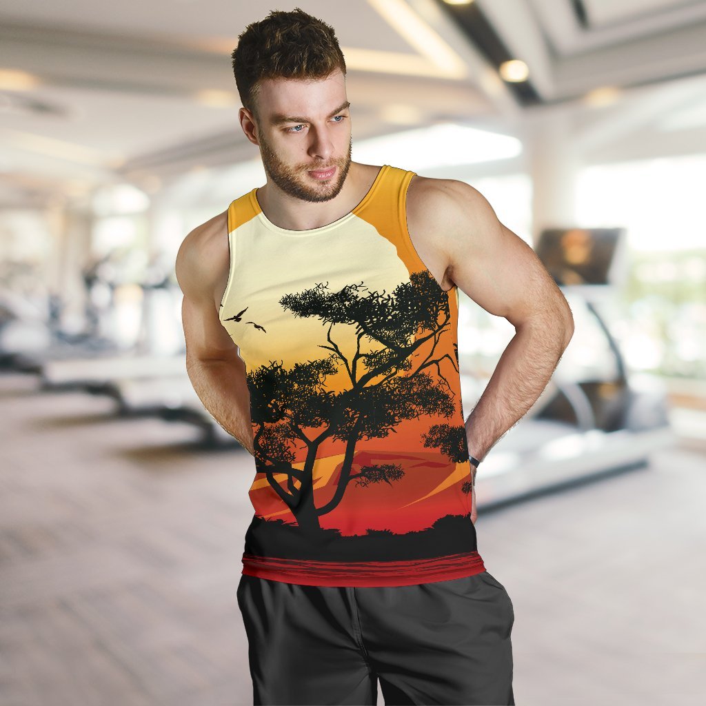 Men's Tank Top - Sunset And Tree In Australia - Vibe Hoodie Shop