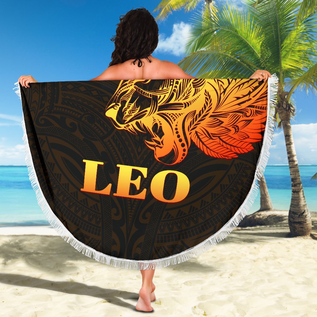 sun-in-leo-zodiac-beach-blanket-polynesian-tattoo-simple-orange-black