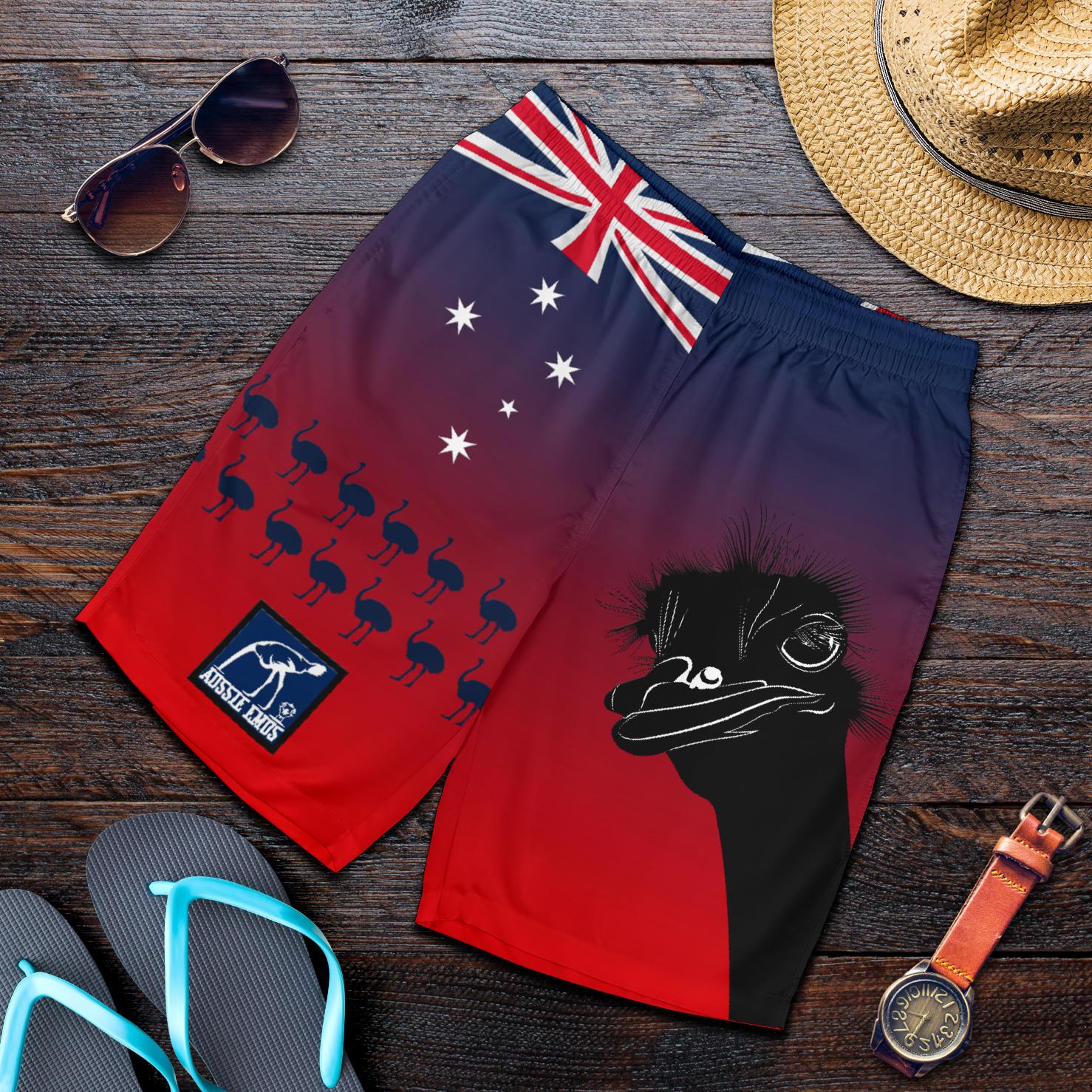 Short - Emus Short Aus Flag Southern Cross Australia - Men - Vibe Hoodie Shop