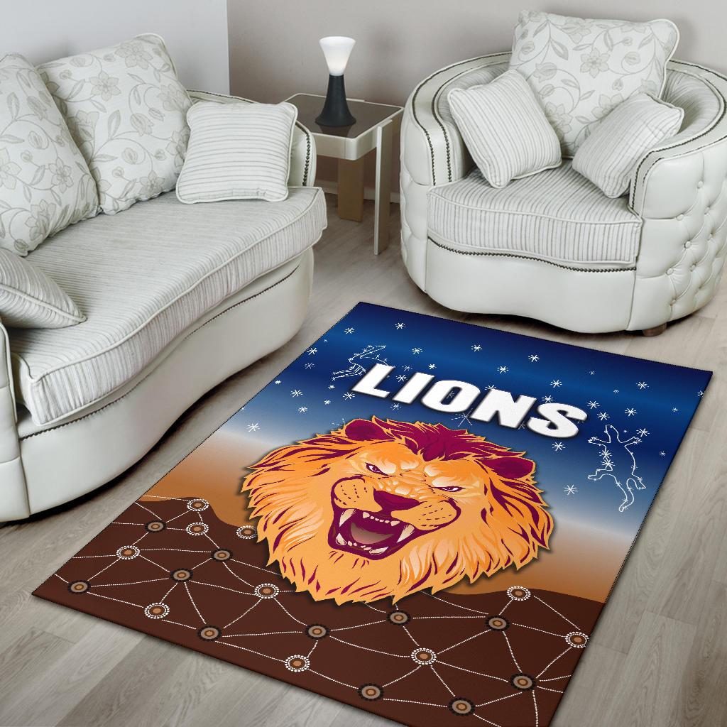 Brisbane Lions Area Rug Simple Indigenous - Vibe Hoodie Shop