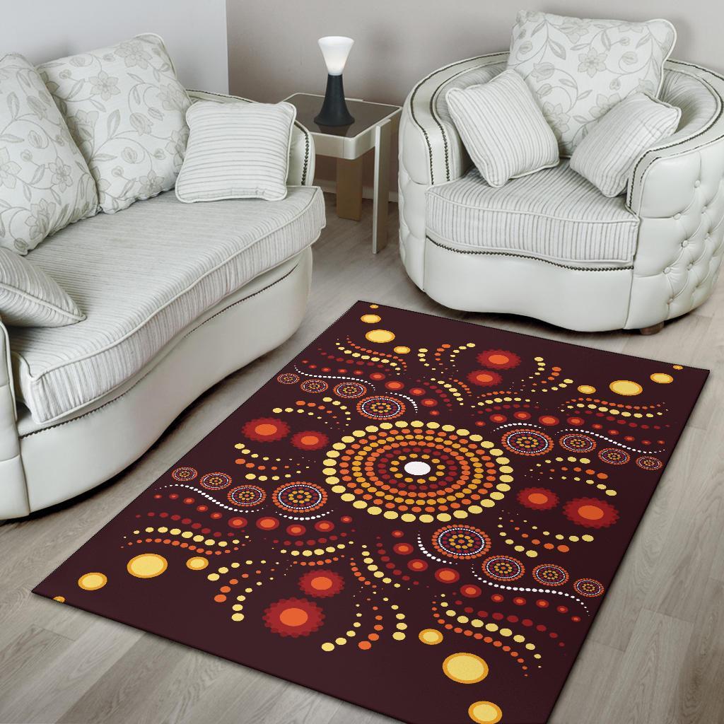 Aboriginal Area Rug - Indegenous Dot Painting Art - Vibe Hoodie Shop