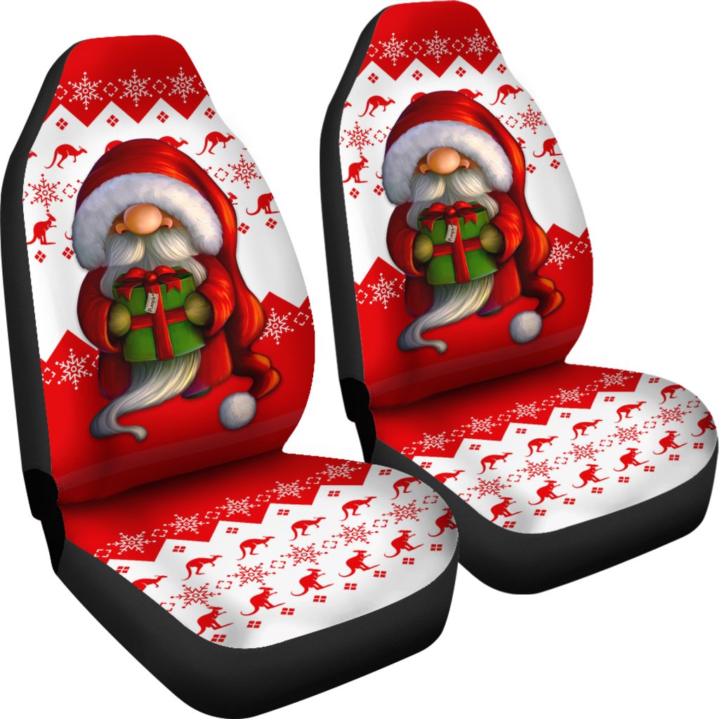 Australia Car Seat Cover - Christmas Gnome Seat Covers Kangaroo and Snowflake Universal Fit - Vibe Hoodie Shop