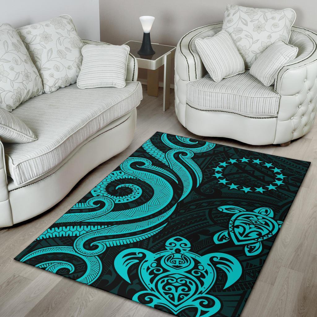 Cook Islands Area Rug - Turquoise Tentacle Turtle - Vibe Hoodie Shop