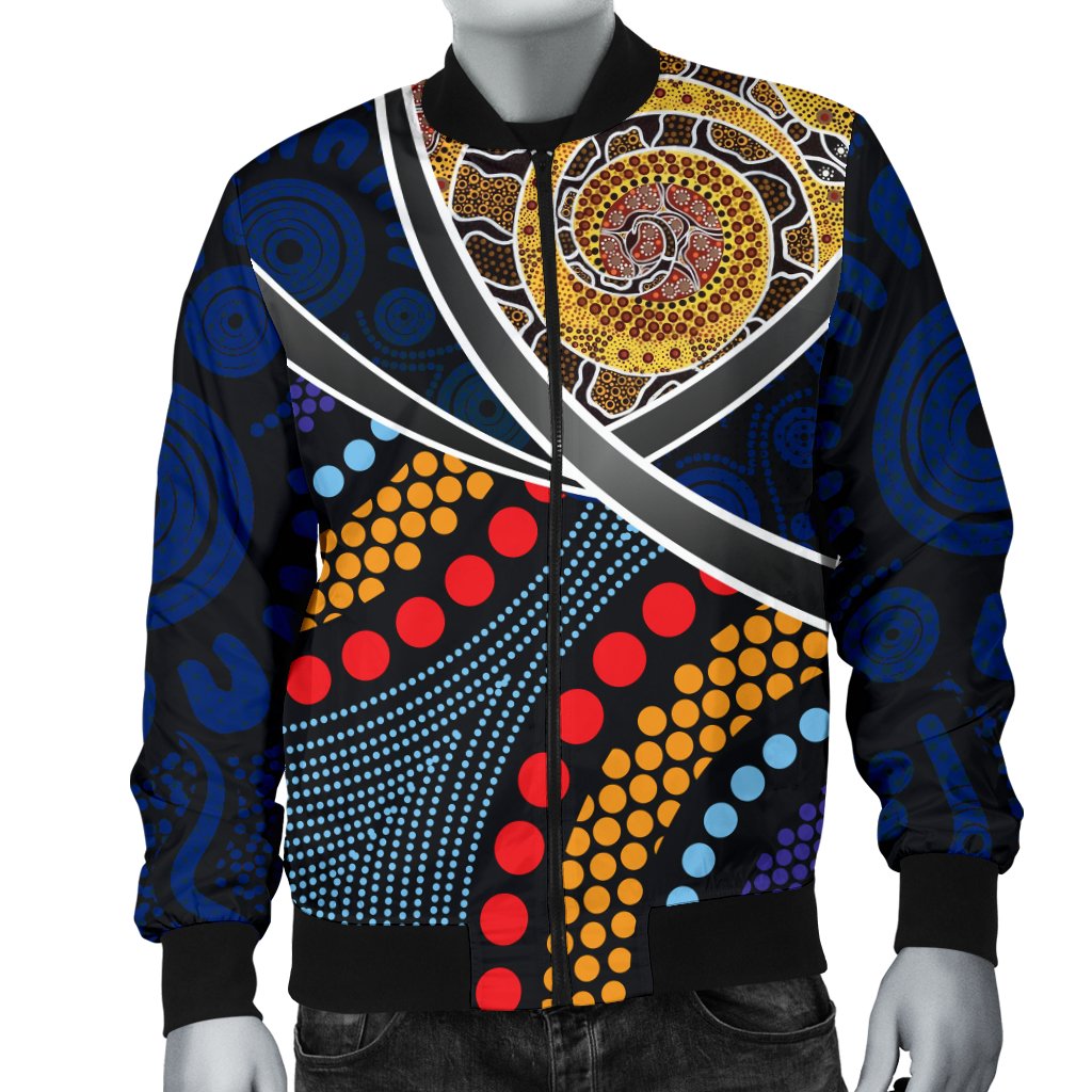 Australia Bomber Jacket - Aboriginal Dot Panting Art With Snake - Vibe Hoodie Shop