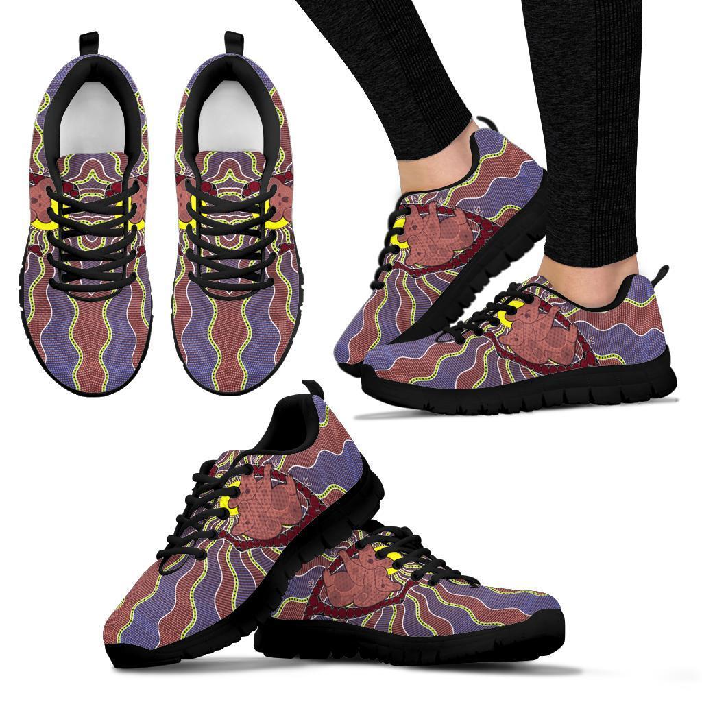 Aboriginal Sneakers, Koala Family Patterns Sun Dot Painting - Vibe Hoodie Shop