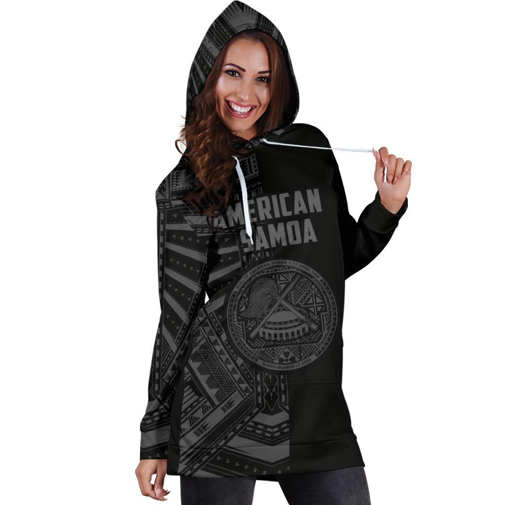 American Samoa Women's Hoodie Dress - Half Style (Gray) - Vibe Hoodie Shop