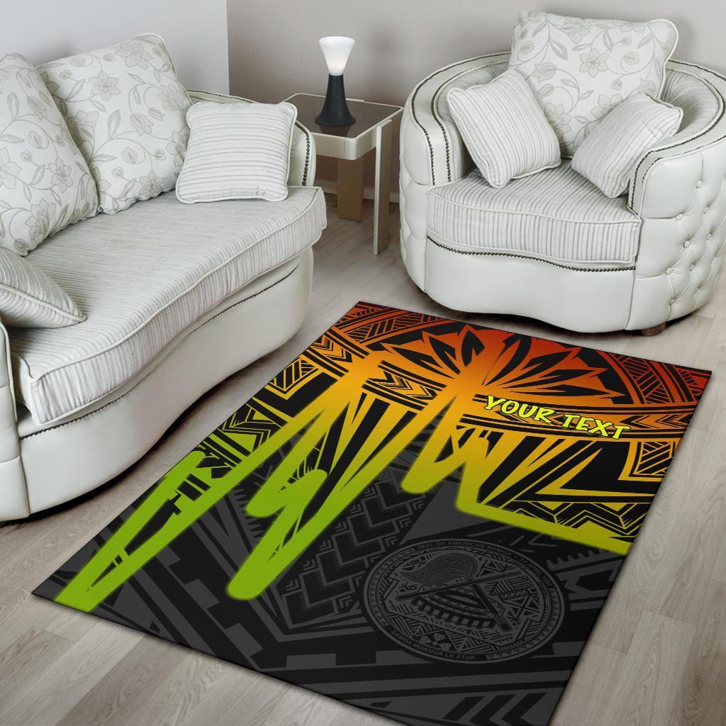 American Samoa Personalised Area Rugs - Seal With Polynesian Pattern Heartbeat Style (Reggae) - Vibe Hoodie Shop