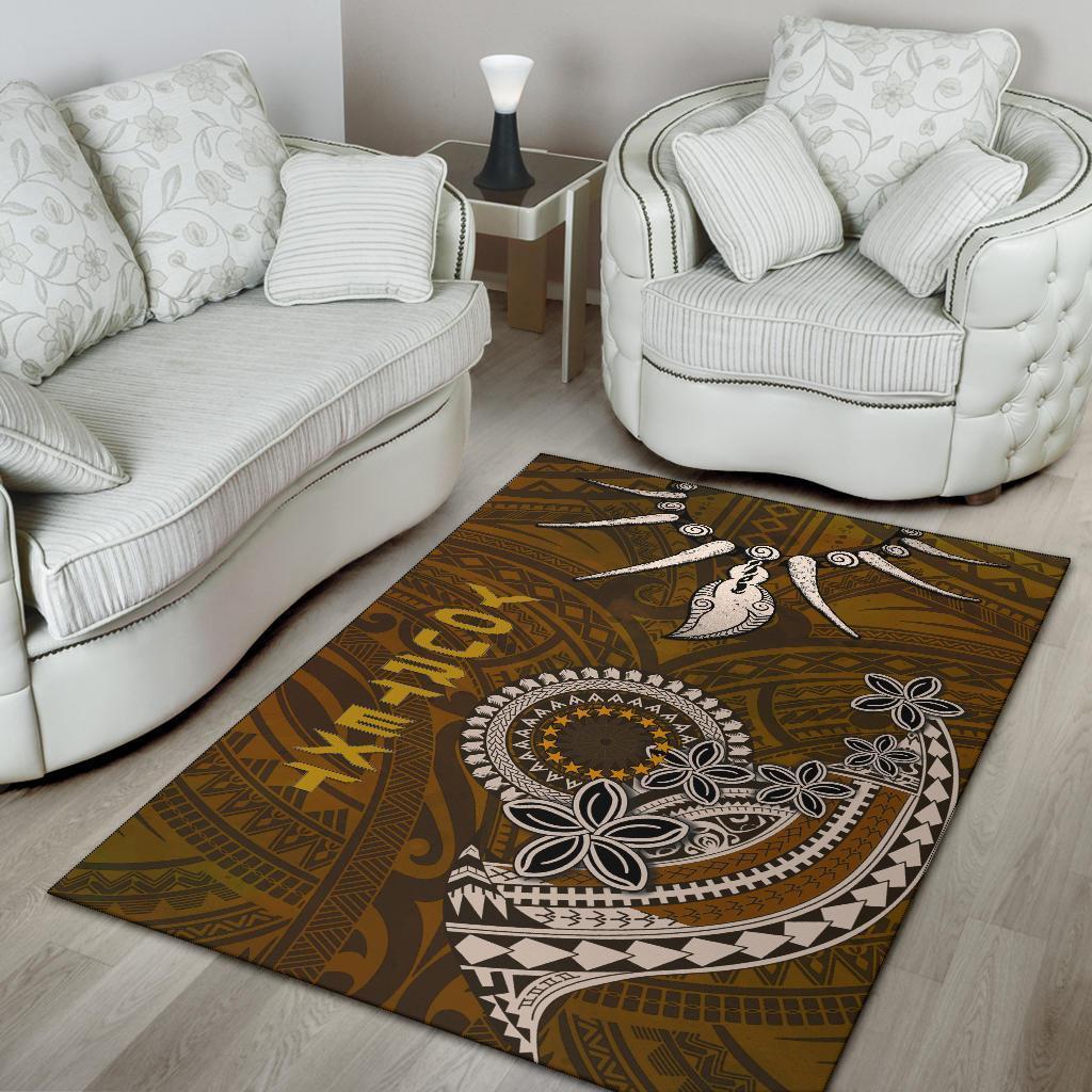 Cook Islands Custom Personalised Area Rugs - Polynesian Boar Tusk - Vibe Hoodie Shop