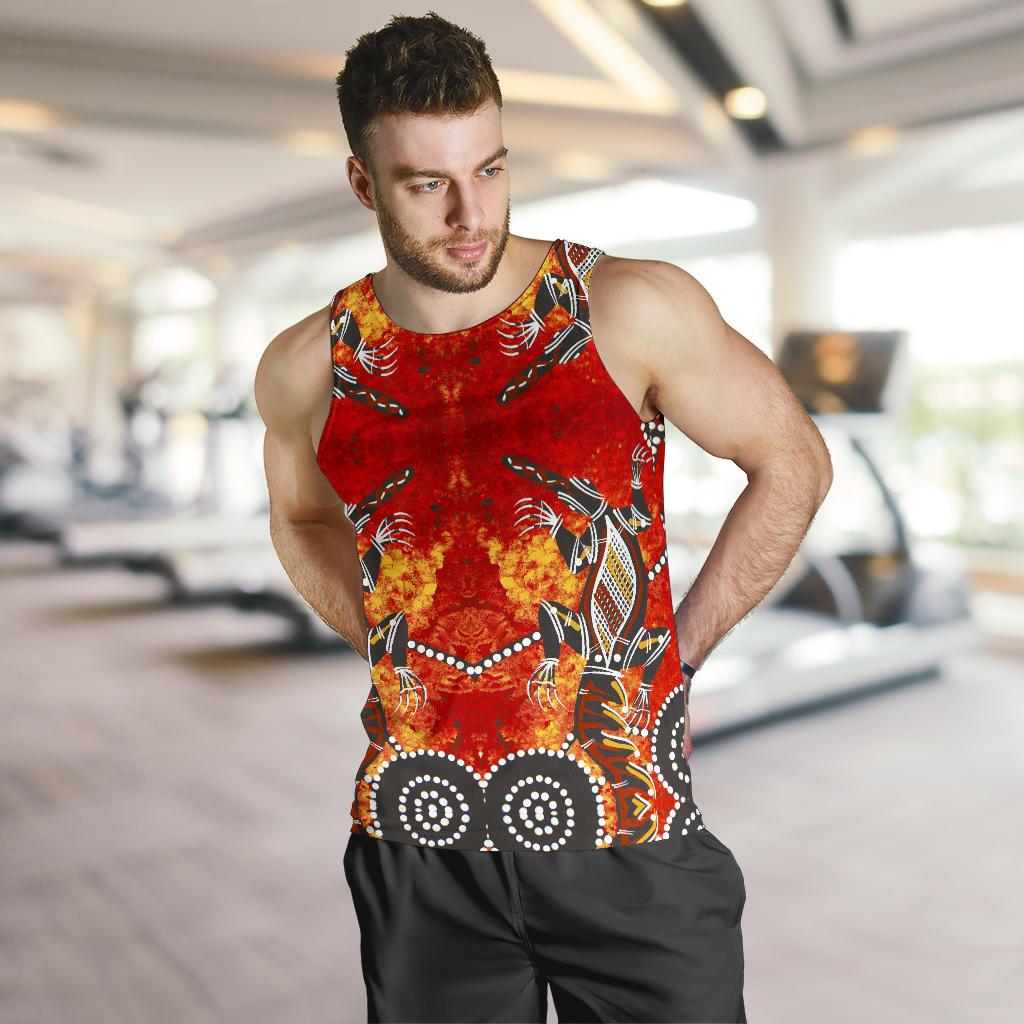 Men's Tank Top - Aboriginal Crocodile Dot painting - Vibe Hoodie Shop