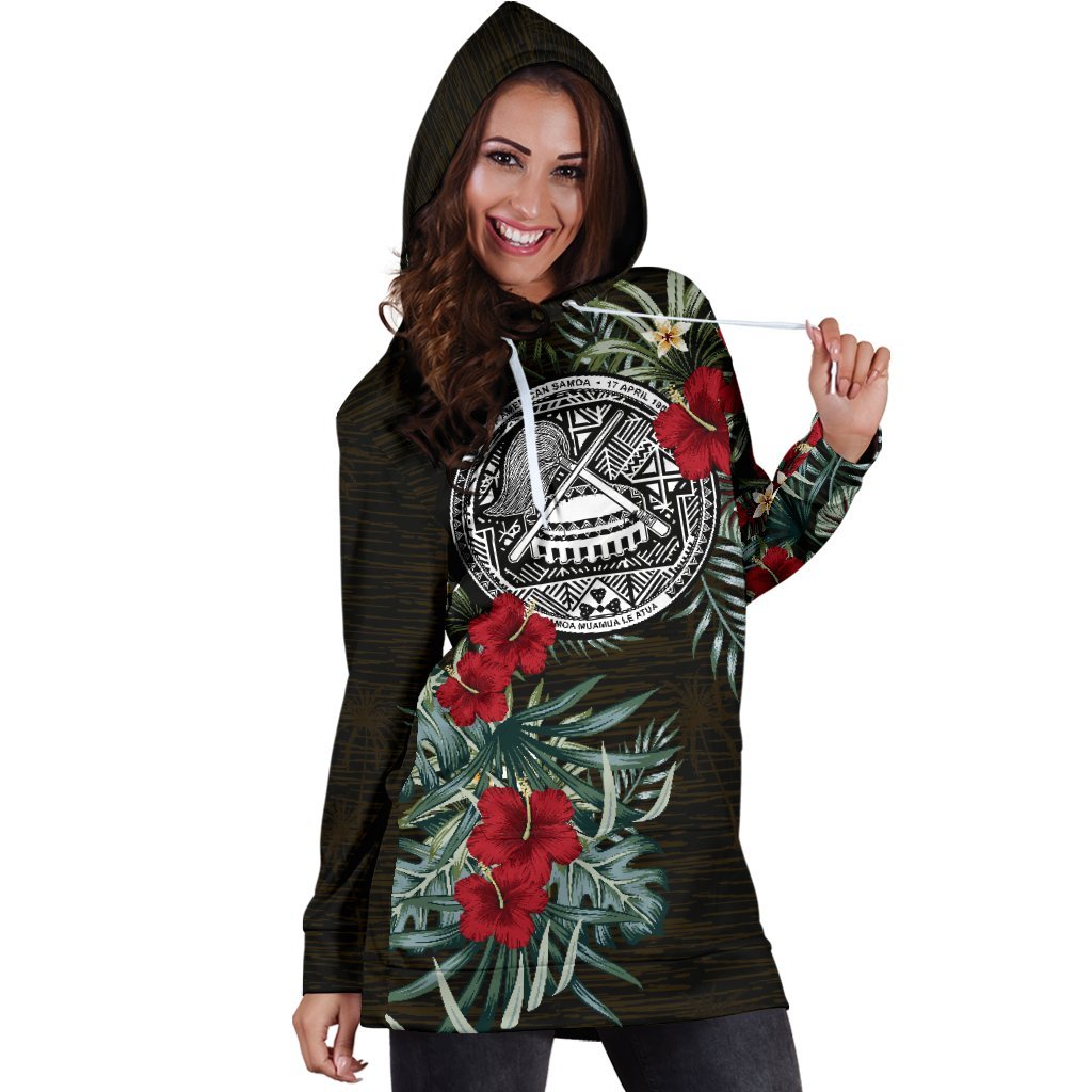 American Samoa Hibiscus Hoodie Dress - Vibe Hoodie Shop